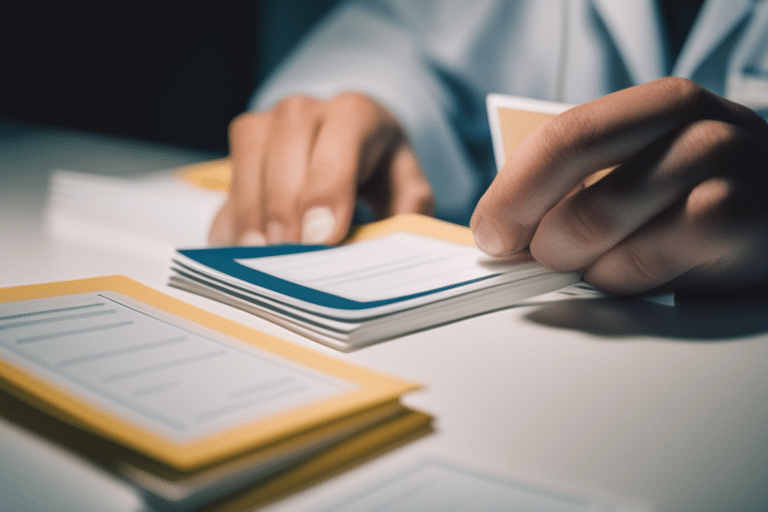 Image of a medical student using flashcards to study for the USMLE exam